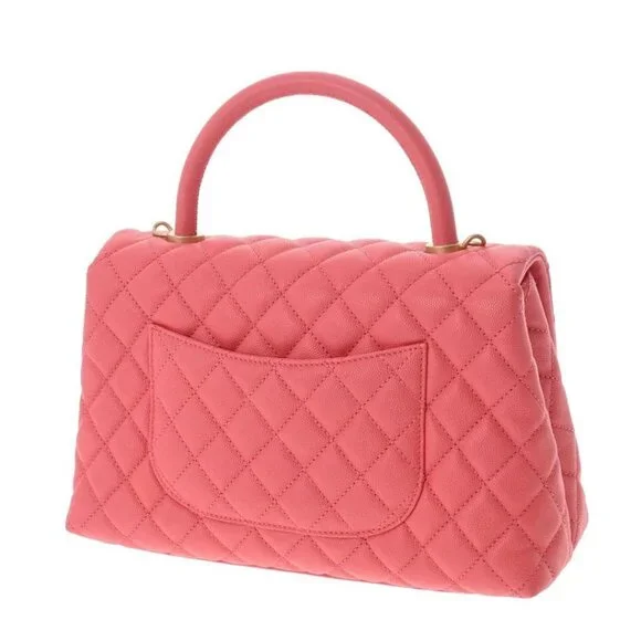 CHANEL Caviar Quilted Coco Chain Handle Flap Bag Pink Purse - Picture 6 of 12